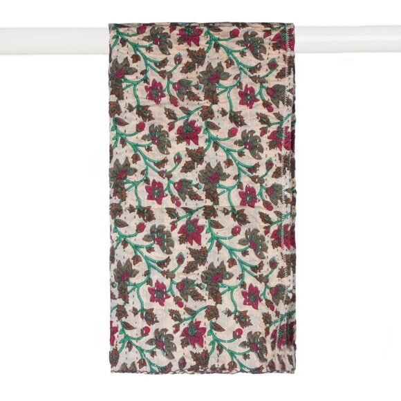 Taj Hotel Home Decor Kantha Cotton Scarve | 1-Piece | Multicolor | 18"x72" - Picture 2 of 2